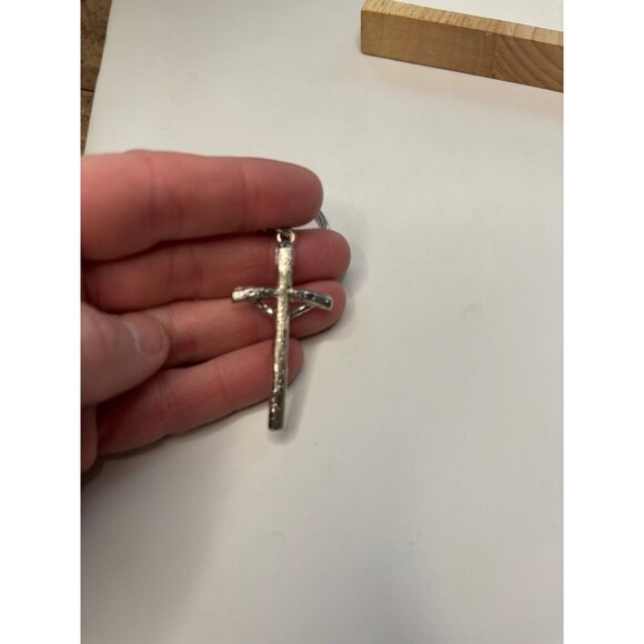 Silver-Tone Crucifix Keychain With Religious Jesus Cross Pendant - Picture 6 of 13